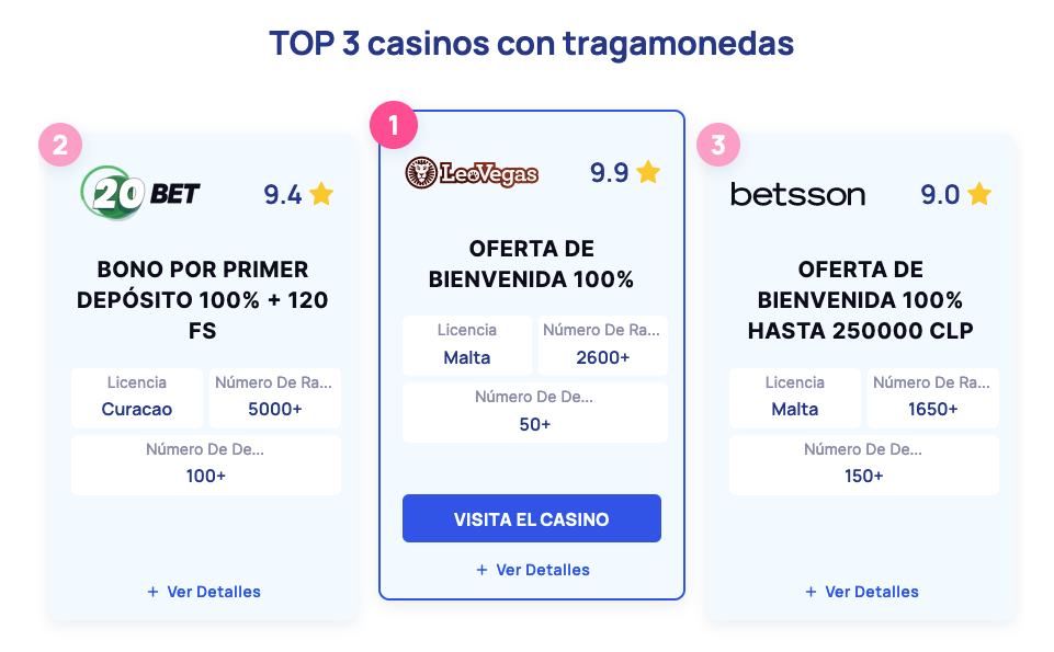TOP 3 casinos con tragamonedas
